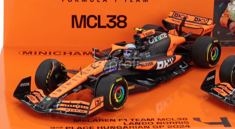 Minichamps Mclaren Set 2x F1  Mcl38 Team Mclaren N 81 Winner Hungarian Gp 2024 Oscar Piastri + N 4 2nd Hungarian Gp 2024 Lando Norris 1:43 Oranžová Černá