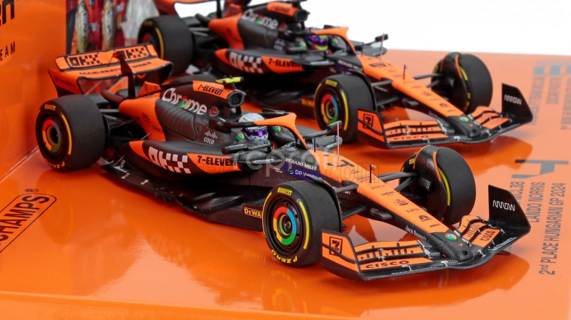 Minichamps Mclaren Set 2x F1  Mcl38 Team Mclaren N 81 Winner Hungarian Gp 2024 Oscar Piastri + N 4 2nd Hungarian Gp 2024 Lando Norris 1:43 Oranžová Černá