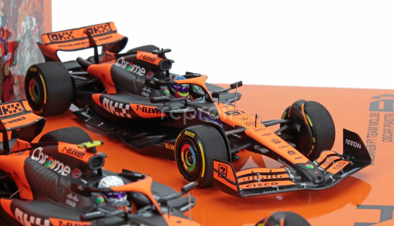 Minichamps Mclaren Set 2x F1  Mcl38 Team Mclaren N 81 Winner Hungarian Gp 2024 Oscar Piastri + N 4 2nd Hungarian Gp 2024 Lando Norris 1:43 Oranžová Černá