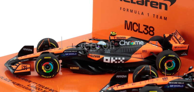 Minichamps Mclaren Set 2x F1  Mcl38 Team Mclaren N 81 Winner Hungarian Gp 2024 Oscar Piastri + N 4 2nd Hungarian Gp 2024 Lando Norris 1:43 Oranžová Černá