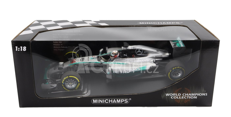 Minichamps Mercedes gp F1  Mgpw05 Hybrid Team Amg Petronas N 44 World Champion Season 2014 Lewis Hamilton 1:18 Stříbrná Zelená