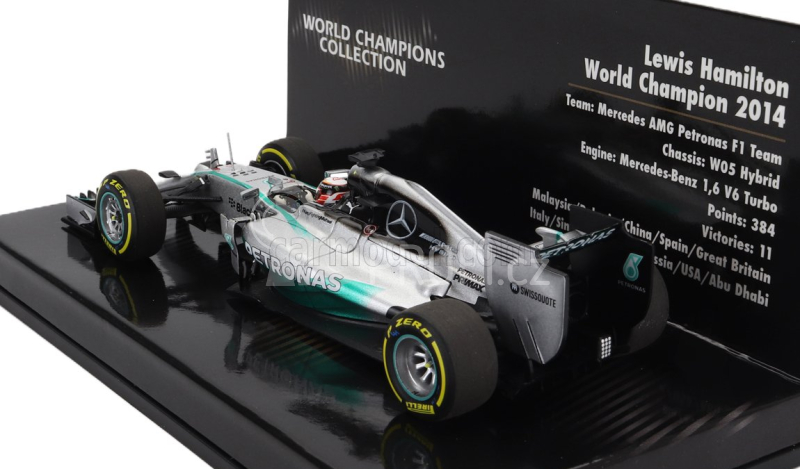 Minichamps Mercedes gp F1  Mgpw05 Hybrid Team Amg Petronas N 44 World Champion Season 2014 Lewis Hamilton 1:43 Stříbrná Zelená