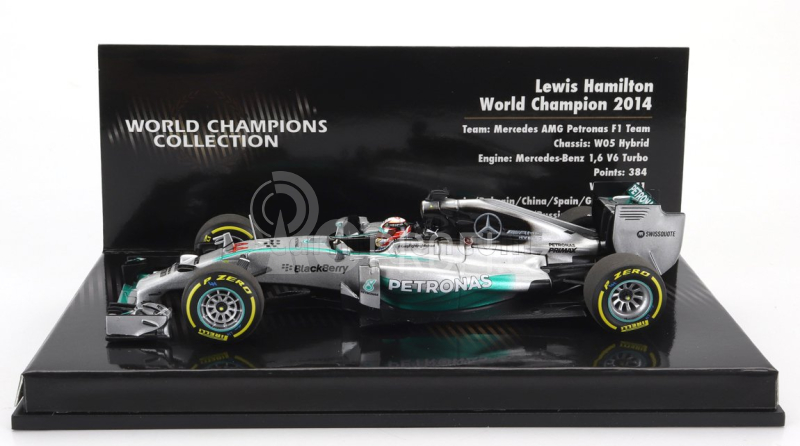 Minichamps Mercedes gp F1  Mgpw05 Hybrid Team Amg Petronas N 44 World Champion Season 2014 Lewis Hamilton 1:43 Stříbrná Zelená