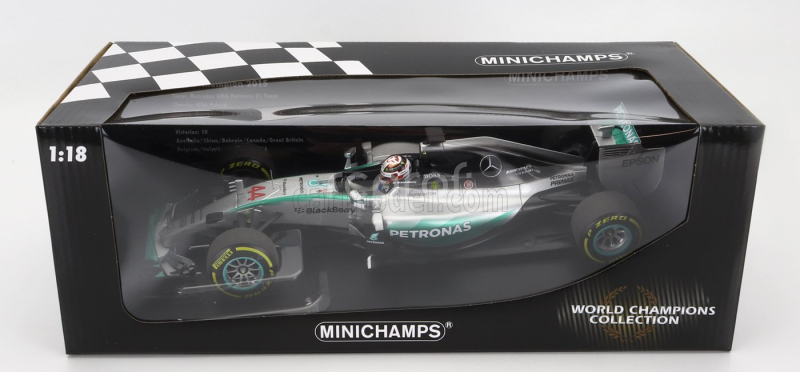 Minichamps Mercedes gp F1  W06 Amg Petronas N 44 World Champion Season 2015 Lewis Hamilton 1:18 Stříbrná Zelená