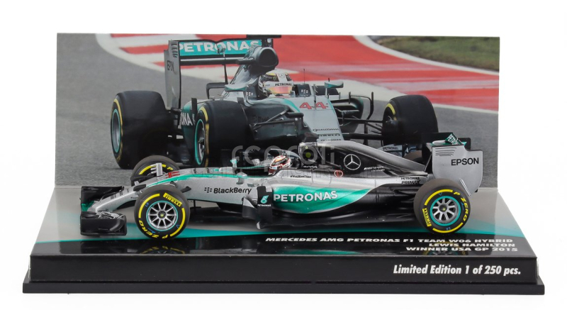 Minichamps Mercedes gp F1  W06 Amg Petronas N 44 World Champion Winner Usa Gp 2015 Lewis Hamilton 1:43 Stříbrná Zelená