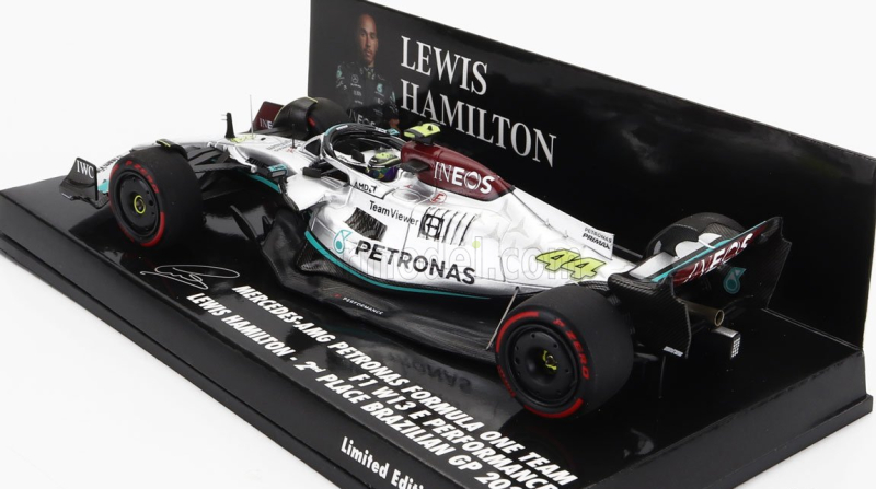 Minichamps Mercedes gp F1 W13e Team Mercedes-amg Petronas F1 N 44 2nd Brazilian Gp 2022 Lewis Hamilton 1:43 Stříbrná Zelená