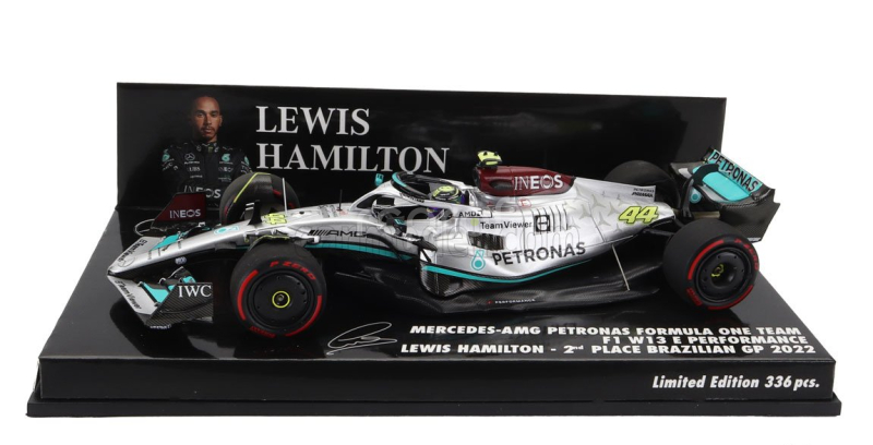 Minichamps Mercedes gp F1 W13e Team Mercedes-amg Petronas F1 N 44 2nd Brazilian Gp 2022 Lewis Hamilton 1:43 Stříbrná Zelená