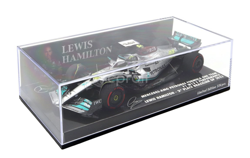Minichamps Mercedes gp F1 W13e Team Mercedes-amg Petronas F1 N 44 2nd Brazilian Gp 2022 Lewis Hamilton 1:43 Stříbrná Zelená