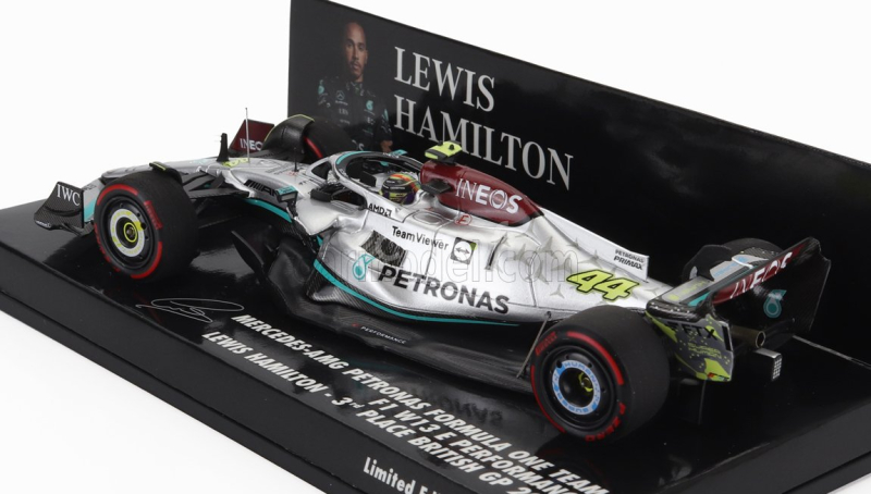 Minichamps Mercedes gp F1 W13e Team Mercedes-amg Petronas F1 N 44 3rd Silverstone British Gp 2022 Lewis Hamilton 1:43 Stříbrná Zelená