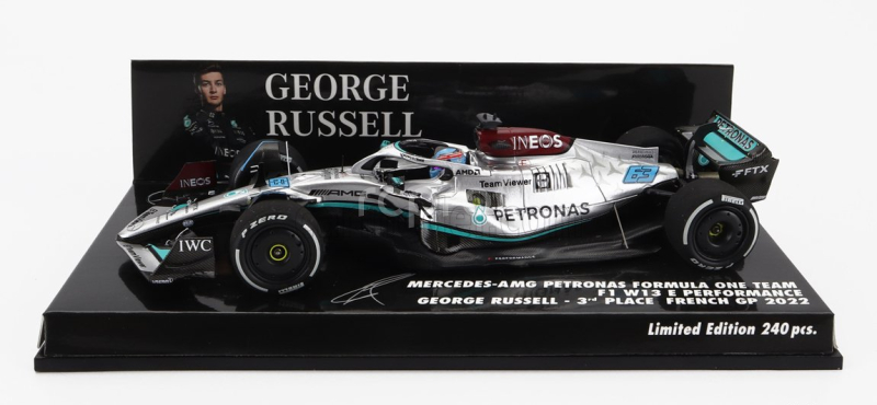 Minichamps Mercedes gp F1 W13e Team Mercedes-amg Petronas F1 N 63 3rd France Gp 2022 George Russell 1:43 Stříbrná Zelená