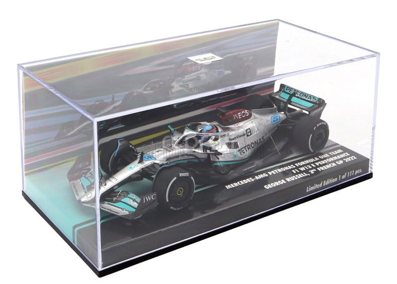 Minichamps Mercedes gp F1 W13e Team Mercedes-amg Petronas F1 N 63 3rd France Gp 2022 George Russell 1:43 Stříbrná Zelená