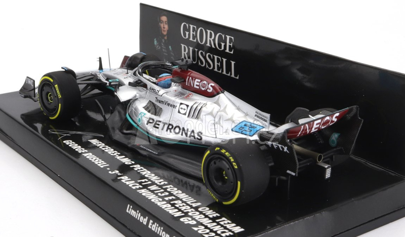 Minichamps Mercedes gp F1 W13e Team Mercedes-amg Petronas F1 N 63 3rd Hungarian Gp 2022 George Russel 1:43 Stříbrná Zelená