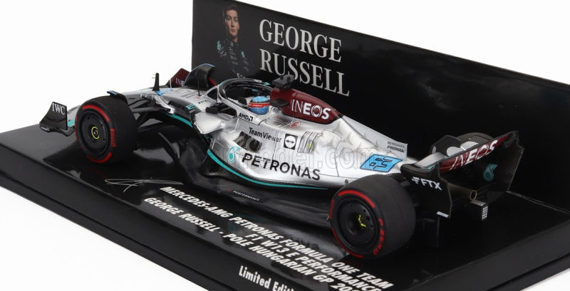 Minichamps Mercedes gp F1 W13e Team Mercedes-amg Petronas F1 N 63 Pole Position Hungarian Gp 2022 George Russell 1:43 Stříbrná Zelená