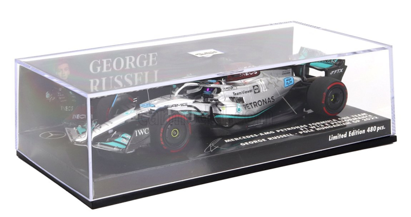 Minichamps Mercedes gp F1 W13e Team Mercedes-amg Petronas F1 N 63 Pole Position Hungarian Gp 2022 George Russell 1:43 Stříbrná Zelená