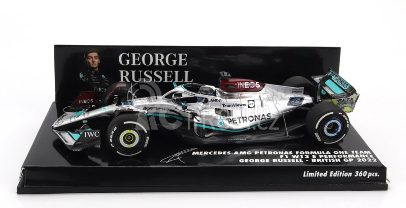 Minichamps Mercedes gp F1 W13e Team Mercedes-amg Petronas F1 N 63 Silverstone British Gp 2022 George Russel 1:43 Stříbrná Zelená