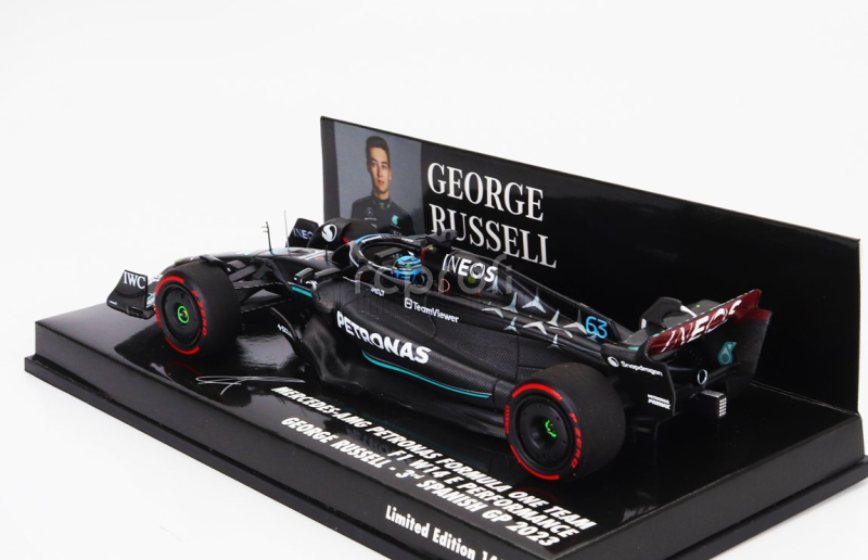 Minichamps Mercedes gp F1 W14 Team Mercedes-amg Petronas Formula One N 63 3rd Spain Gp 2023 George Russell 1:43 Matt Black