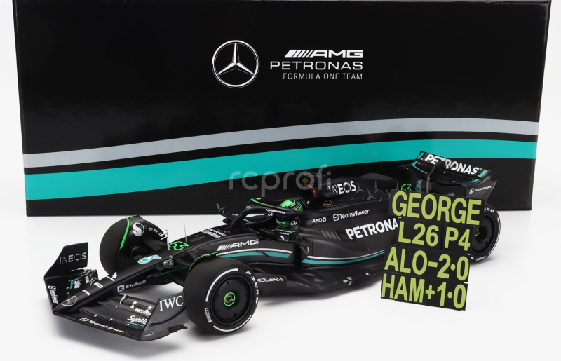 Minichamps Mercedes gp F1 W14 Team Mercedes-amg Petronas Formula One N 63 7th Bahrain Gp With Pit Board 2023 George Russell 1:18 Matt Black