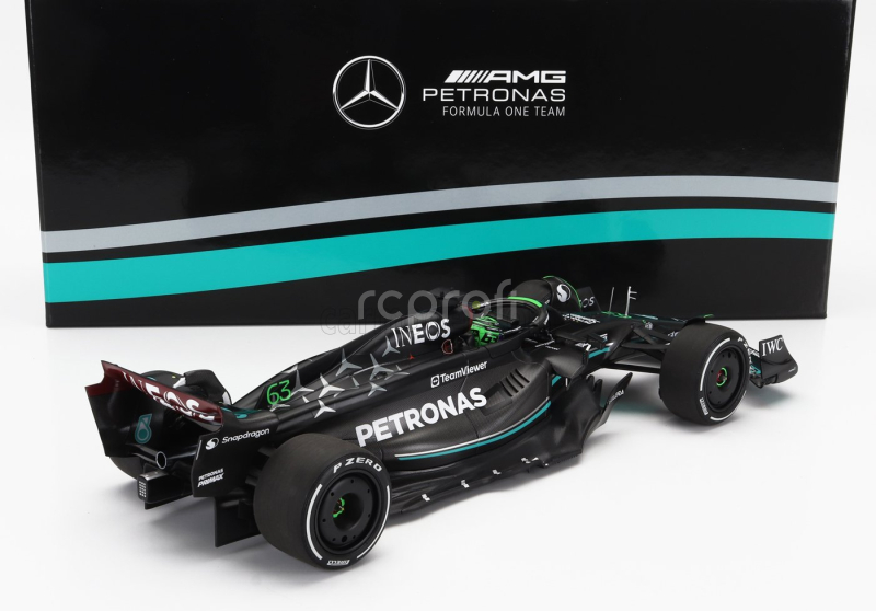 Minichamps Mercedes gp F1 W14 Team Mercedes-amg Petronas Formula One N 63 7th Bahrain Gp With Pit Board 2023 George Russell 1:18 Matt Black