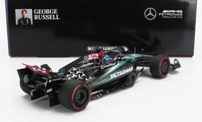 Minichamps Mercedes gp F1  W15 Eq Performance Team Amg Petronas Motorsport N 63 British Gp 2024 George Russell 1:18 Černá Stříbrná Zelená