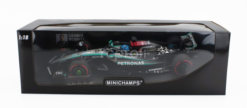 Minichamps Mercedes gp F1  W15 Eq Performance Team Amg Petronas Motorsport N 63 British Gp 2024 George Russell 1:18 Černá Stříbrná Zelená