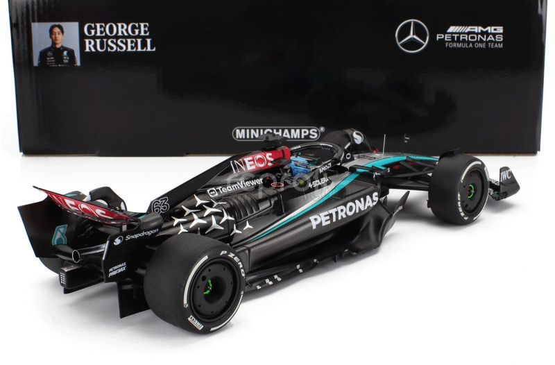 Minichamps Mercedes gp F1  W15 Eq Performance Team Amg Petronas Motorsport N 63 Season 2024 George Russell 1:18 Černá Stříbrná Zelená