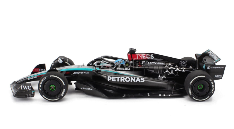 Minichamps Mercedes gp F1  W15 Eq Performance Team Amg Petronas Motorsport N 63 Season 2024 George Russell 1:18 Černá Stříbrná Zelená