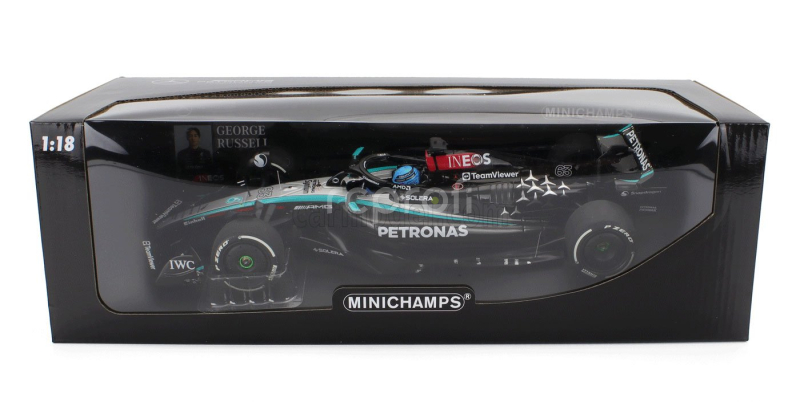 Minichamps Mercedes gp F1  W15 Eq Performance Team Amg Petronas Motorsport N 63 Season 2024 George Russell 1:18 Černá Stříbrná Zelená