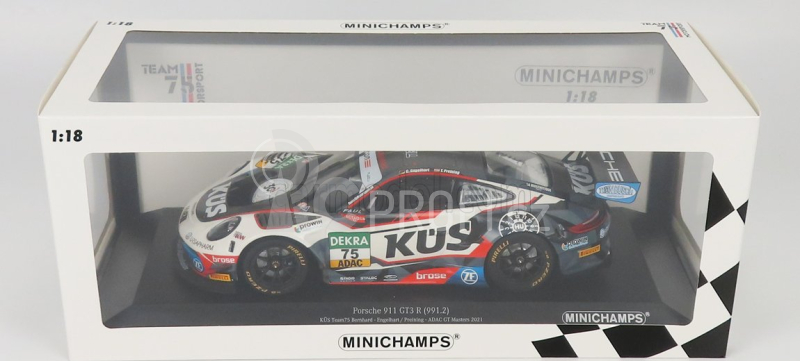 Minichamps Porsche 911 991 Gt3 R Team Kus 75 Bernhard N 75 1:18, bíločerná