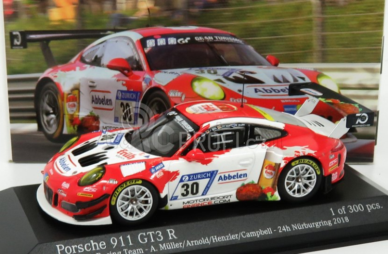 Minichamps Porsche 911 991 Gt3r Frikadelli Racing Team N 30 1:43, červenobílá