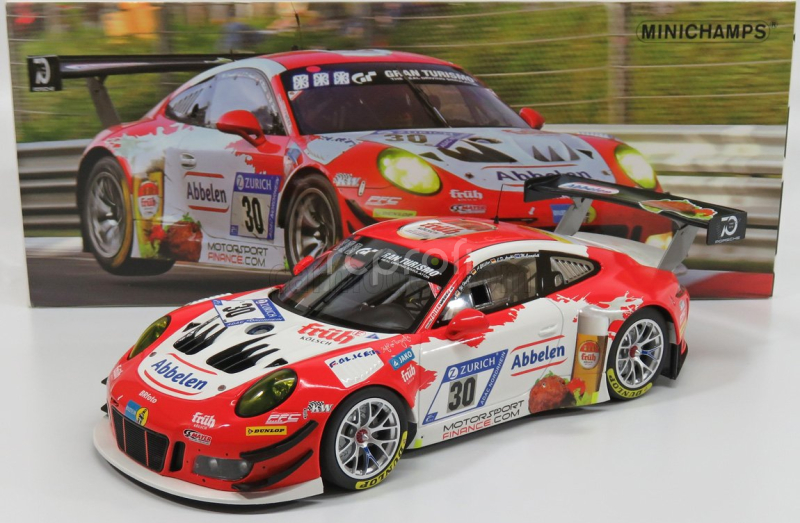 Minichamps Porsche 911 991 Gt3r N 30 24h Nurburgring 2018 Lance David Arnold - Alexander Muller - Wolf Henzler - Matt Campbell 1:18 Bílá Červená