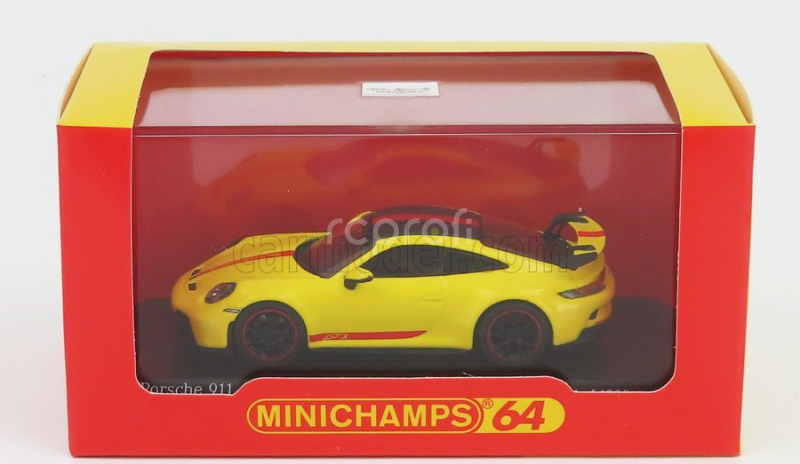 Minichamps Porsche 911 992 Gt3 Coupe 2021 1:64 Žlutá Červená Černá