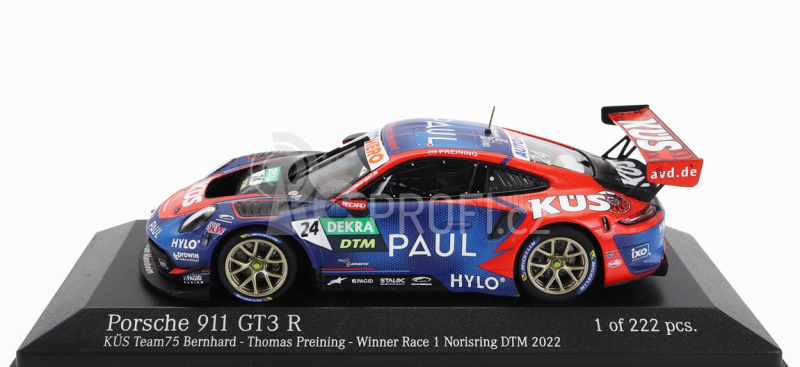 Minichamps Porsche 911 992 Gt3 R Team75 Bernhard N 24 1:43, modročervená