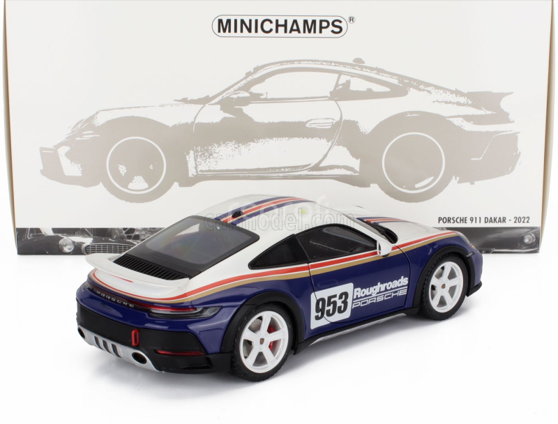 Minichamps Porsche 911 992 N 953 Rally Dakar Roughroads Coupe 2023 1:18 Bílá Modrá