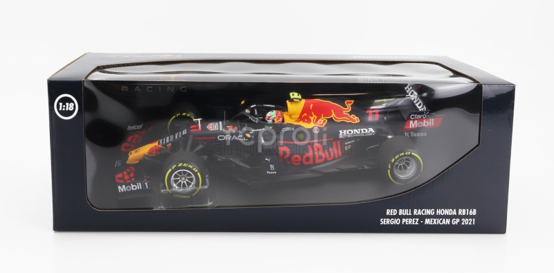 Minichamps Red bull F1  Rb16b Honda Ra620h Team Red Bull Racing N 11 3rd Mexico Gp 2021 Sergio Perez 1:18 Matná Modrá Žlutá Červená