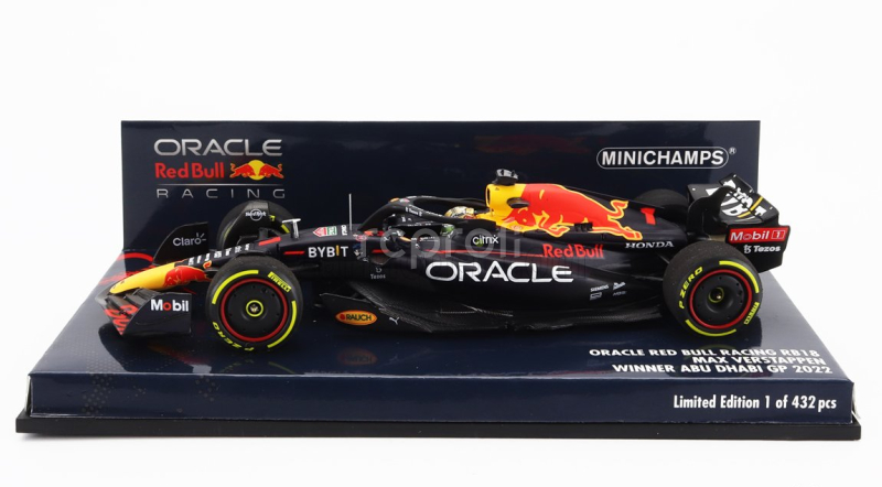 Minichamps Red bull F1  Rb18 Team Oracle Red Bull Racing N 1 Winner Abu Dhabi Gp World Champion 2022 Max Verstappen 1:43 Matná Modrá Žlutá Červená