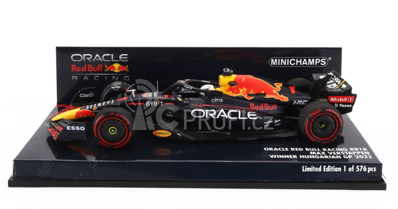 Minichamps Red bull F1  Rb18 Team Oracle Red Bull Racing N 1 Winner Hungarian Gp World Champion 2022 Max Verstappen 1:43 Matná Modrá Žlutá Červená