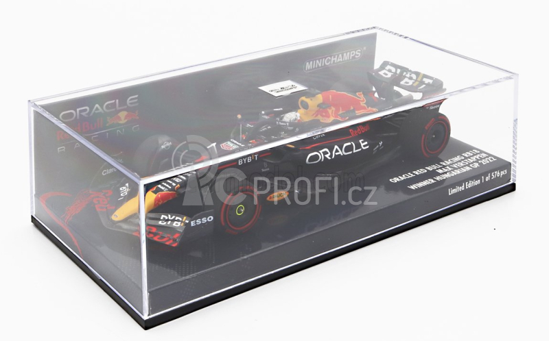Minichamps Red bull F1  Rb18 Team Oracle Red Bull Racing N 1 Winner Hungarian Gp World Champion 2022 Max Verstappen 1:43 Matná Modrá Žlutá Červená