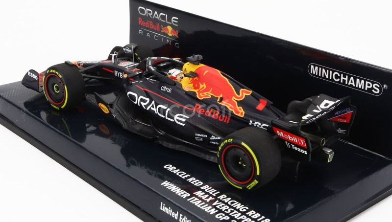 Minichamps Red bull F1  Rb18 Team Oracle Red Bull Racing N 1 Winner Italy Gp World Champion 2022 Max Verstappen 1:43 Matná Modrá Žlutá Červená