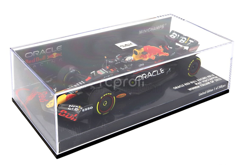 Minichamps Red bull F1  Rb18 Team Oracle Red Bull Racing N 1 Winner Italy Gp World Champion 2022 Max Verstappen 1:43 Matná Modrá Žlutá Červená