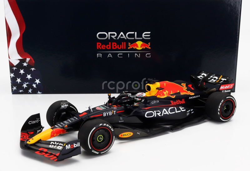 Minichamps Red bull F1  Rb18 Team Oracle Red Bull Racing N 1 World Champion Winner Austin Usa Gp 2022 Max Verstappen 1:18 Matná Modrá Žlutá Červená