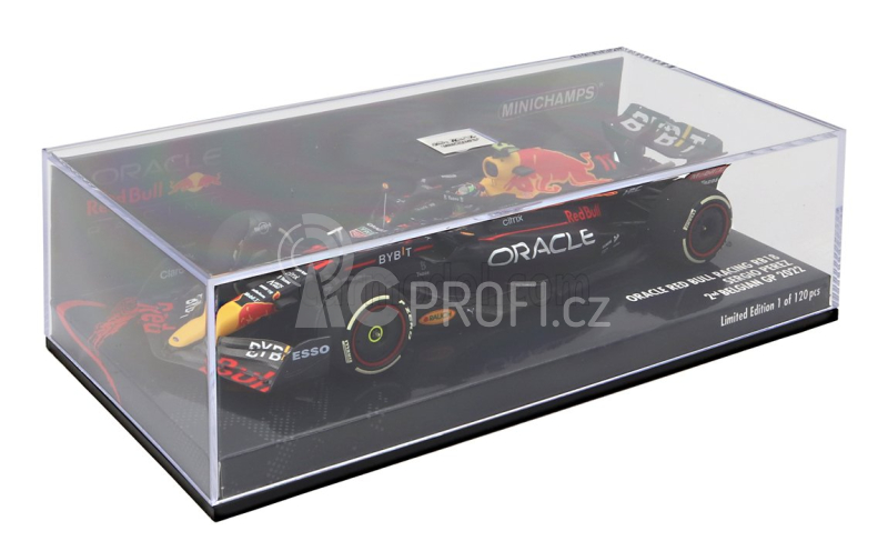 Minichamps Red bull F1  Rb18 Team Oracle Red Bull Racing N 11 2nd Belgium Gp 2022 Sergio Perez 1:43 Matná Modrá Žlutá Červená