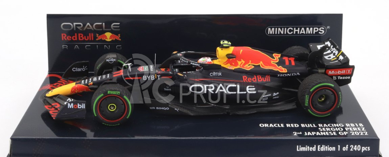 Minichamps Red bull F1 Rb18 Team Oracle Red Bull Racing N 11 2nd Japan Gp 2022 Sergio Perez 1:43 Matná Modrá Žlutá Červená