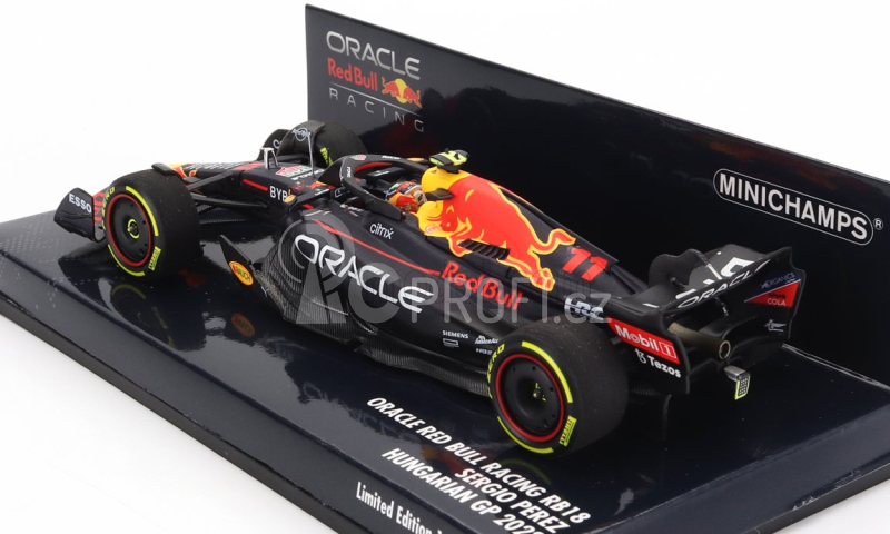 Minichamps Red bull F1  Rb18 Team Oracle Red Bull Racing N 11 Hungarian Gp 2022 Sergio Perez 1:43 Matná Modrá Žlutá Červená