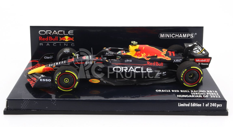 Minichamps Red bull F1  Rb18 Team Oracle Red Bull Racing N 11 Hungarian Gp 2022 Sergio Perez 1:43 Matná Modrá Žlutá Červená