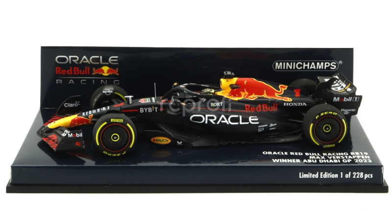 Minichamps Red bull F1  Rb19 Team Oracle Red Bull Racing N 1 World Champion Winner Abu Dhabi Gp 2023 Max Verstappen 1:43 Matt Blue