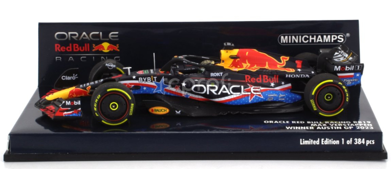 Minichamps Red bull F1  Rb19 Team Oracle Red Bull Racing N 1 World Champion Winner Austin Usa Gp 2023 Max Verstappen 1:43 Matt Blue