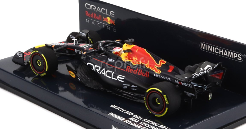 Minichamps Red bull F1  Rb19 Team Oracle Red Bull Racing N 1 World Champion Winner Belgian Gp 2023 Max Verstappen 1:43 Matt Blue