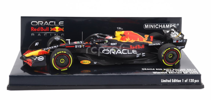 Minichamps Red bull F1  Rb19 Team Oracle Red Bull Racing N 1 World Champion Winner British Gp 2023 Max Verstappen 1:43 Matt Blue