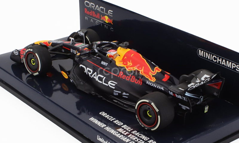 Minichamps Red bull F1  Rb19 Team Oracle Red Bull Racing N 1 World Champion Winner Hungarian Gp 2023 Max Verstappen 1:43 Matt Blue