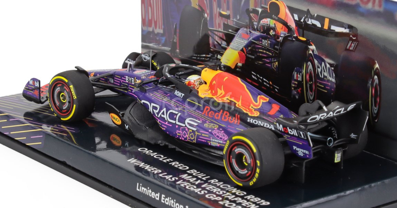 Minichamps Red bull F1  Rb19 Team Oracle Red Bull Racing N 1 World Champion Winner Las Vegas Usa Gp 2023 Max Verstappen 1:43 Fialová Žlutá Červená